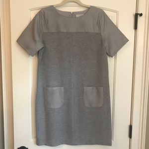LOFT Gray Faux Leather Pocket Dress - Size M NWT